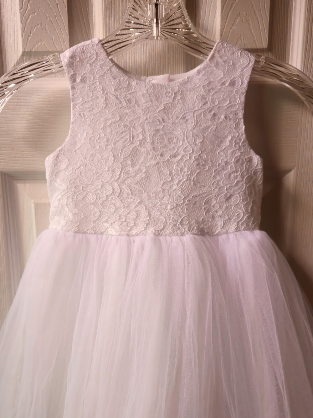 Unbranded Girl's White Lace & Tulle Flower Girl/Communion/Forma Dress - Size 4 - Picture 3 of 8